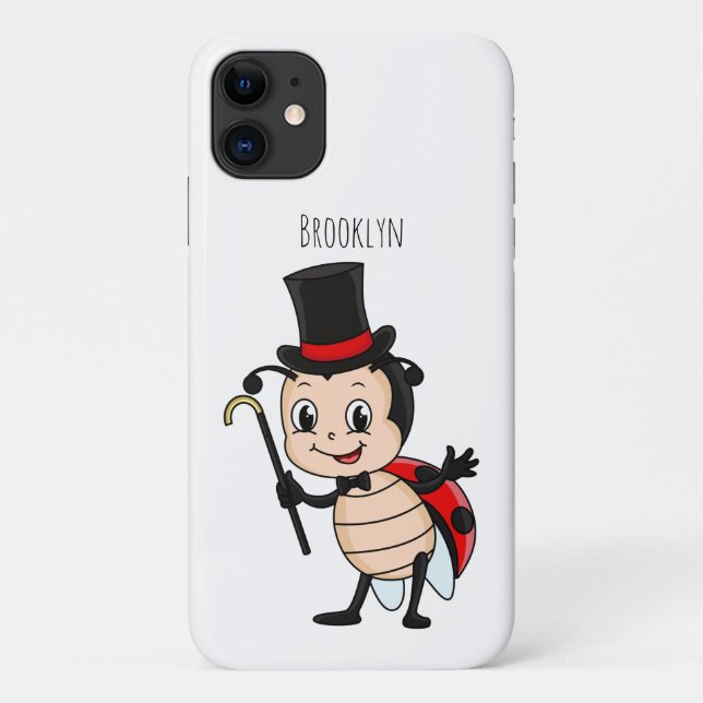 Cute ladybug with top hat and tie cartoon Case-Mate iPhone case (Back)