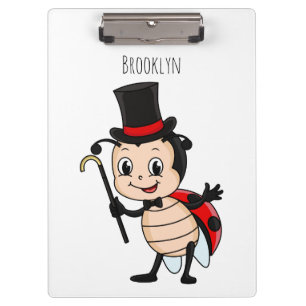 Cute ladybug with top hat and tie cartoon  clipboard