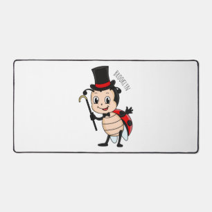 Cute ladybug with top hat and tie cartoon desk mat