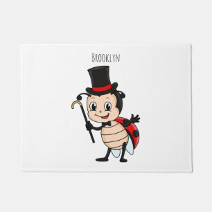 Cute ladybug with top hat and tie cartoon doormat