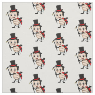 Cute ladybug with top hat and tie cartoon fabric