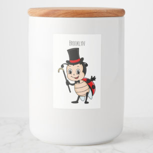 Cute ladybug with top hat and tie cartoon food label