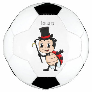 Cute ladybug with top hat and tie cartoon football
