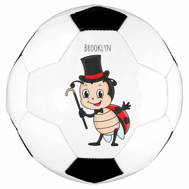 Cute ladybug with top hat and tie cartoon football (Front)