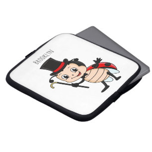 Cute ladybug with top hat and tie cartoon laptop sleeve