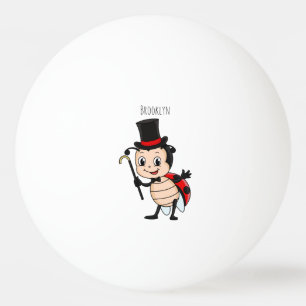 Cute ladybug with top hat and tie cartoon ping pong ball