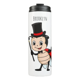 Cute ladybug with top hat and tie cartoon  thermal tumbler