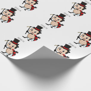 Cute ladybug with top hat and tie cartoon wrapping paper