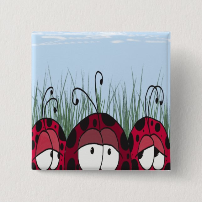 Cute Ladybugs 15 Cm Square Badge (Front)