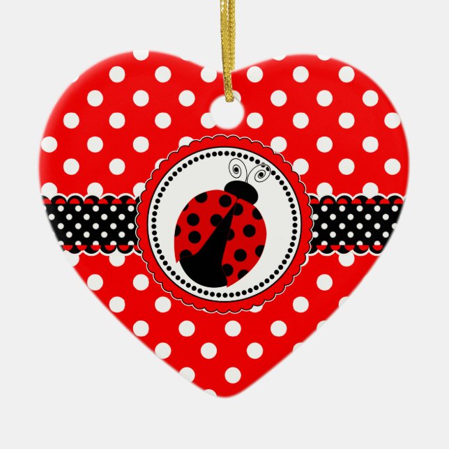 Cute Ladybugs 1st Birthday Ceramic Tree Decoration (Front)