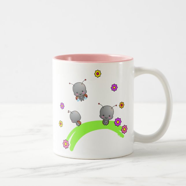 Cute Ladybugs and Flowers Mug (Right)