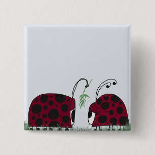Cute Ladybugs And Mistletoe 15 Cm Square Badge