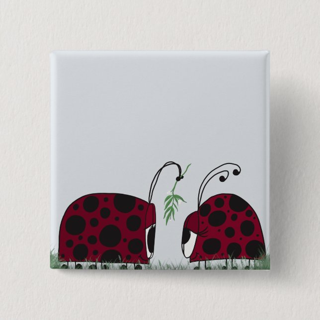 Cute Ladybugs And Mistletoe 15 Cm Square Badge (Front)