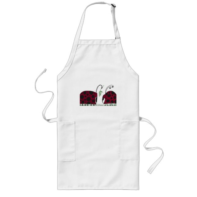 Cute Ladybugs And Mistletoe Long Apron (Front)