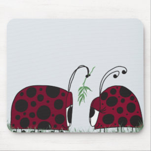 Cute Ladybugs And Mistletoe Mouse Mat