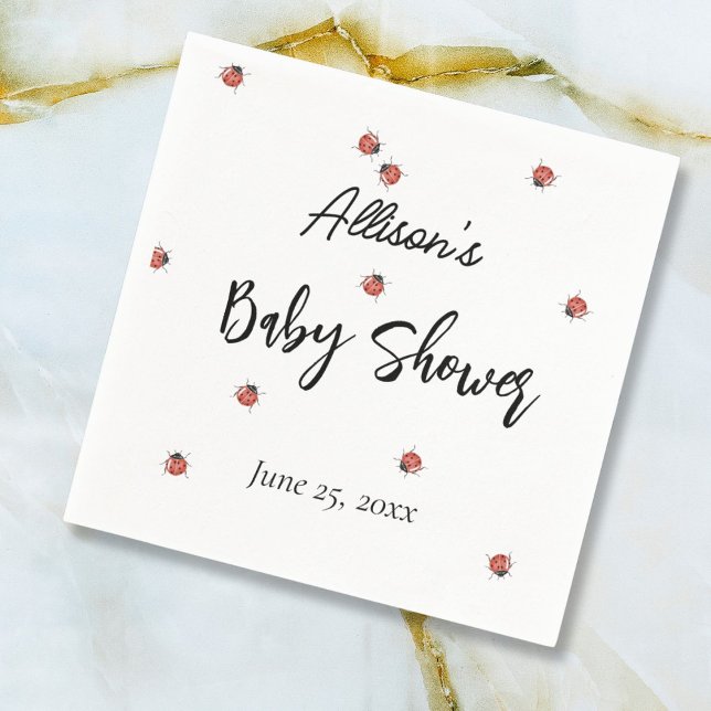 Cute Ladybugs Baby Shower Napkin (Creator Uploaded)