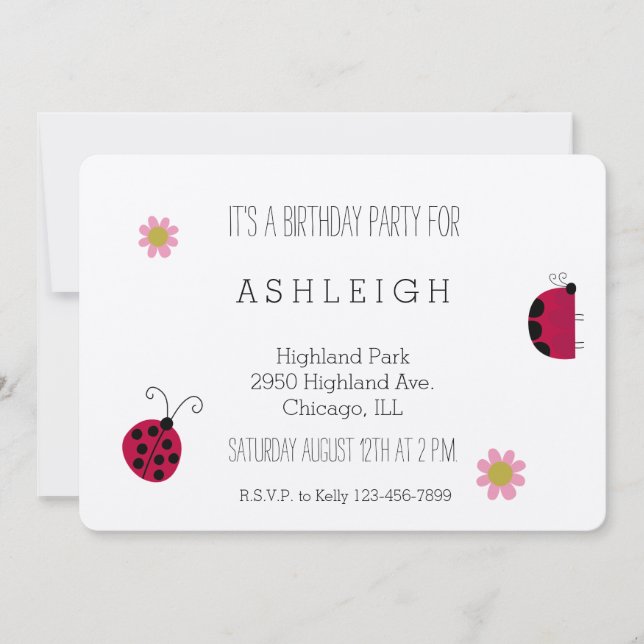 Cute Ladybugs birthday Invitation (Front)