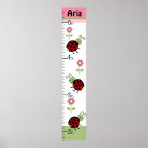 Cute Ladybugs & Flowers Growth Chart Keep at 8x44!