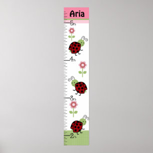 Cute Ladybugs & Flowers Growth Chart Keep at 8x44!