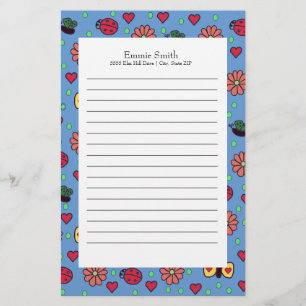 Cute Ladybugs Flowers Hearts Butterflies Stationery