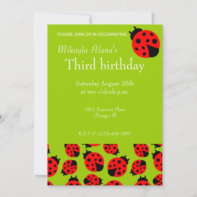 Cute Ladybugs Invitation (Front)