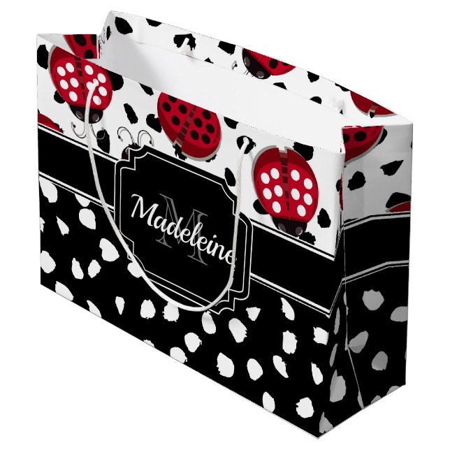 Cute Ladybugs Large Gift Bag (Back Angled)