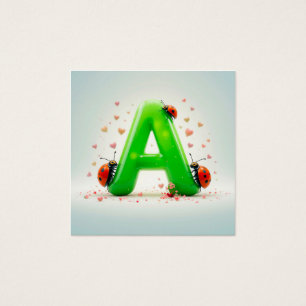 Cute Ladybugs on Green Alphabet Letter A
