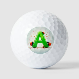 Cute Ladybugs on Green Alphabet Letter A Golf Balls