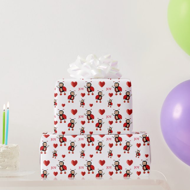 Cute Ladybugs on White Wrapping Paper (Party Gifts)