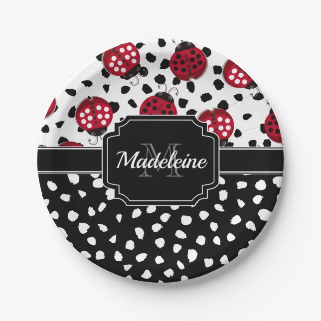 Cute Ladybugs Paper Plate (Front)