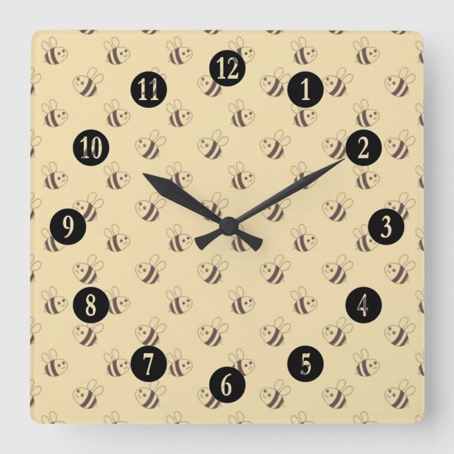 Cute Ladybugs Square Wall Clock (Front)