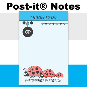 Cute ladybugs things to do name kids blue post-it notes