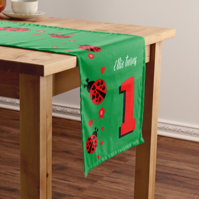 Cute Ladybugs with Hearts Table Runner (In Situ)