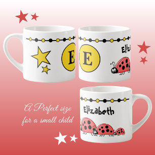Cute ladybugs yellow black with stars child's espresso cup
