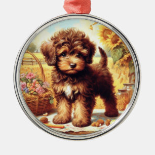 Cute Lagotto Romagnolo Painting Metal Tree Decoration