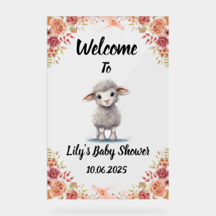 Cute lamb acrylic Baby shower sign. Sign