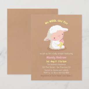 Cute Lamb and Bottle Baby Shower Party Invitations