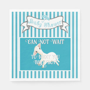 Cute Lamb Baby Boy Shower Sticker Napkin