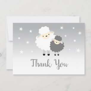Cute Lamb Baby Shower Grey & White Thank You