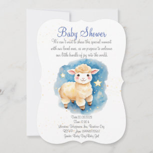 Cute lamb baby shower invitation. New Baby party Invitation