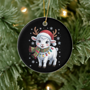 Cute Lamb Christmas Funny Animal Lover Farmer  Ceramic Tree Decoration