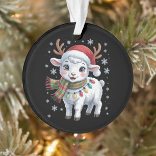 Cute Lamb Christmas Funny Animal Lover Farmer  Ornament