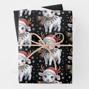 Cute Lamb Christmas Funny Animal Lover Farmer Wrapping Paper Sheet