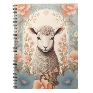Cute Lamb Delicate Pastel Floral Notebook