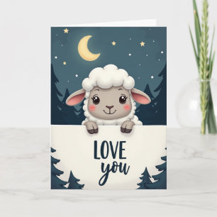 Cute Lamb Love You Night Card