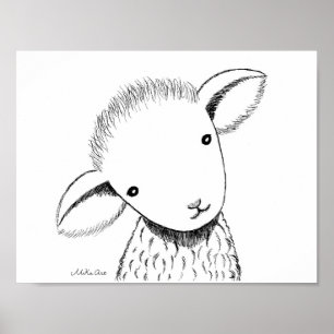 Cute lamb Nursery Decor Lamb Drawing Farm Animal