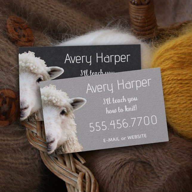 Cute Lamb Sheep Knitting Instructor Teacher Card (Creator Uploaded)