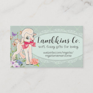 cute lamb sheep wool knitting crochet baby sewing business card