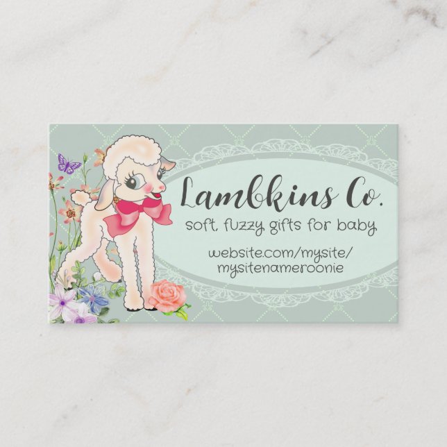 cute lamb sheep wool knitting crochet baby sewing business card (Front)