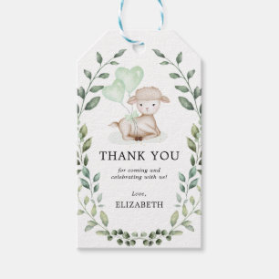 Cute Lamb Spring Greenery Baby Shower Thank You Gift Tags